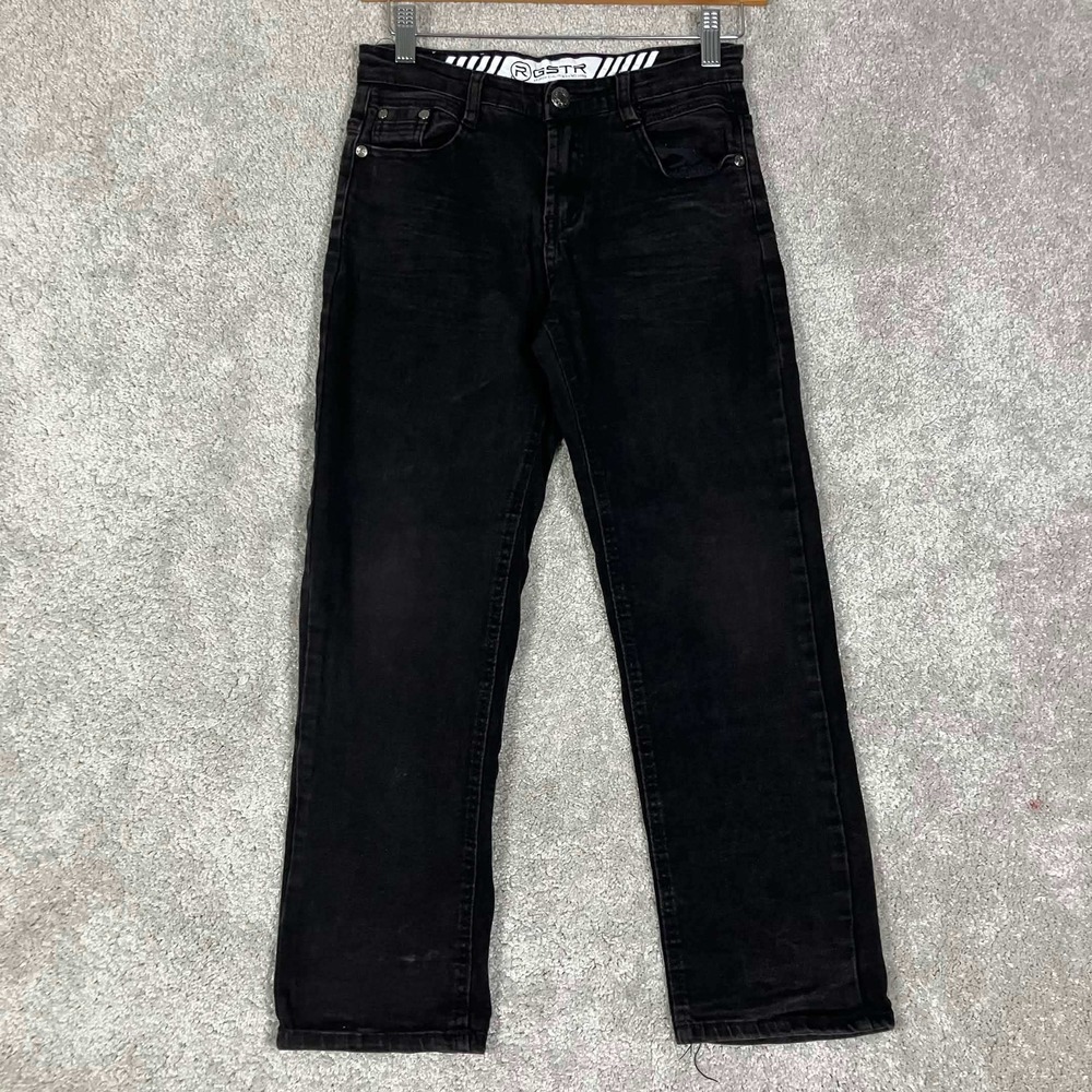 RGSTR Jeans Boys Size 12 26x25 Black Straight Leg Denim Pants